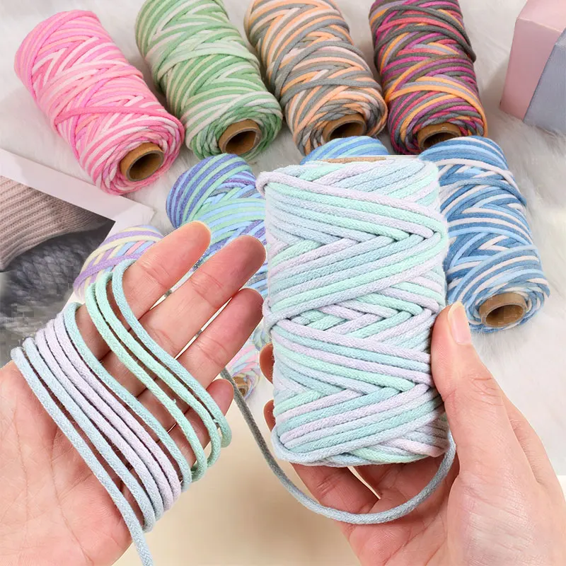 Cordon en coton torsadé de 30 mètres, 3/4 mm, couleur dégradée, pour macramé, artisanat DIY, bijoux, accessoires faits à la main