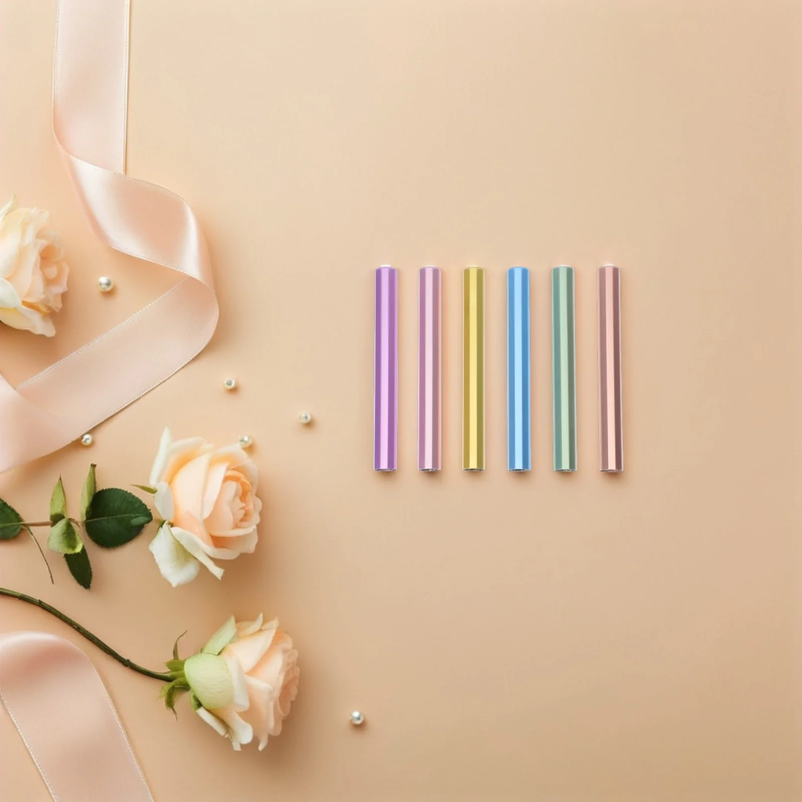 

6pcs Nail Pen Caps Zinc Alloy Lightproof Manicure Brush Covers Protective Metal Pen Caps For Nail Art Salon Supply