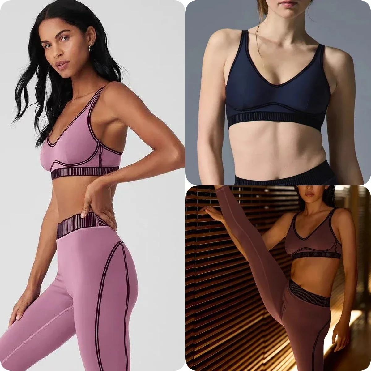

lo Yoga Two Piece Set Summer Women Fashion Sports Leisure Solid Color Simple Strap Bra with Pads High-Waist 7/8 Line Up Legging