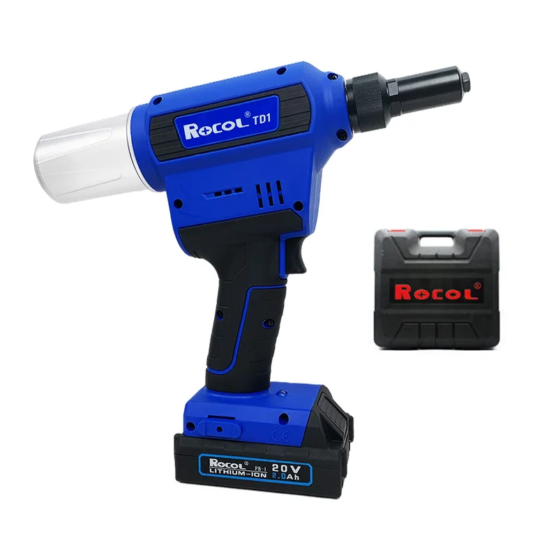 Large Work Capacity 4.8-8.0mm ROCOL 20V 2A Lithium Battery Charger 28KN Force Hand Rivet Tool