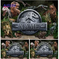 Dinosaur Custom Name Happy Birthday Backdrop Jungle Animal Safari Wild 1st Party Decor Cake Photozone Photography Background