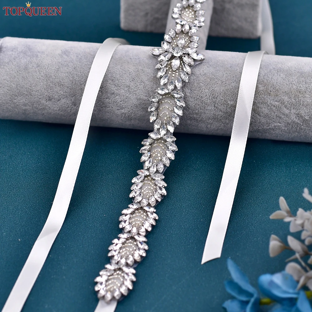 TOPQUEEN accesorios de boda vestido para ocasión Formal Liga de lujo cinturón de diamantes de imitación vestido de liga vestido de noche para novias Weddin S41