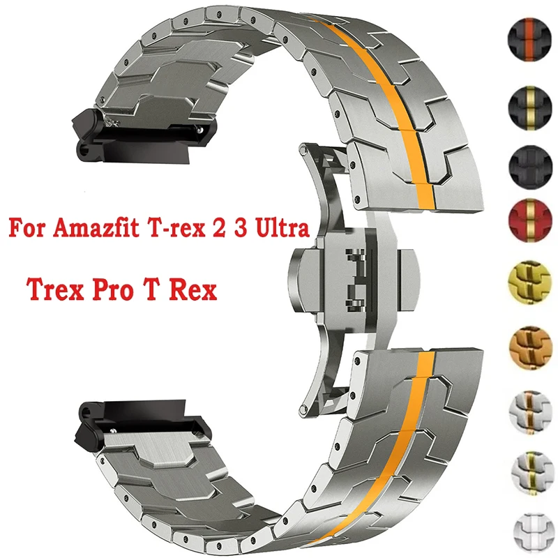 

Роскошный ремешок из нержавеющей стали для часов Amazfit T-rex 3/2 Trex Pro, металлический ремешок Correa для Huami Amazfti TRex, аксессуары для ремешка для часов