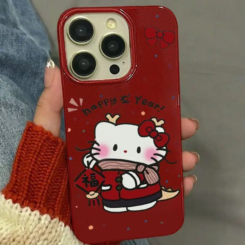 Sanrio Hello Kitty Bow Kawaii Phone Case for Iphone 15 14 12 13 11 Pro Max Xr Xs Max 7 8Plus Y2K Pink Girl Cute Lovely Cover