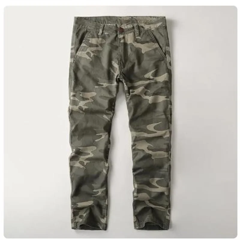 

Tide Plus Size Cargo Pants Trendy Camouflage Casual Pants Men Regular Straigth Trousers Cotton Water-washed Pants Overalls