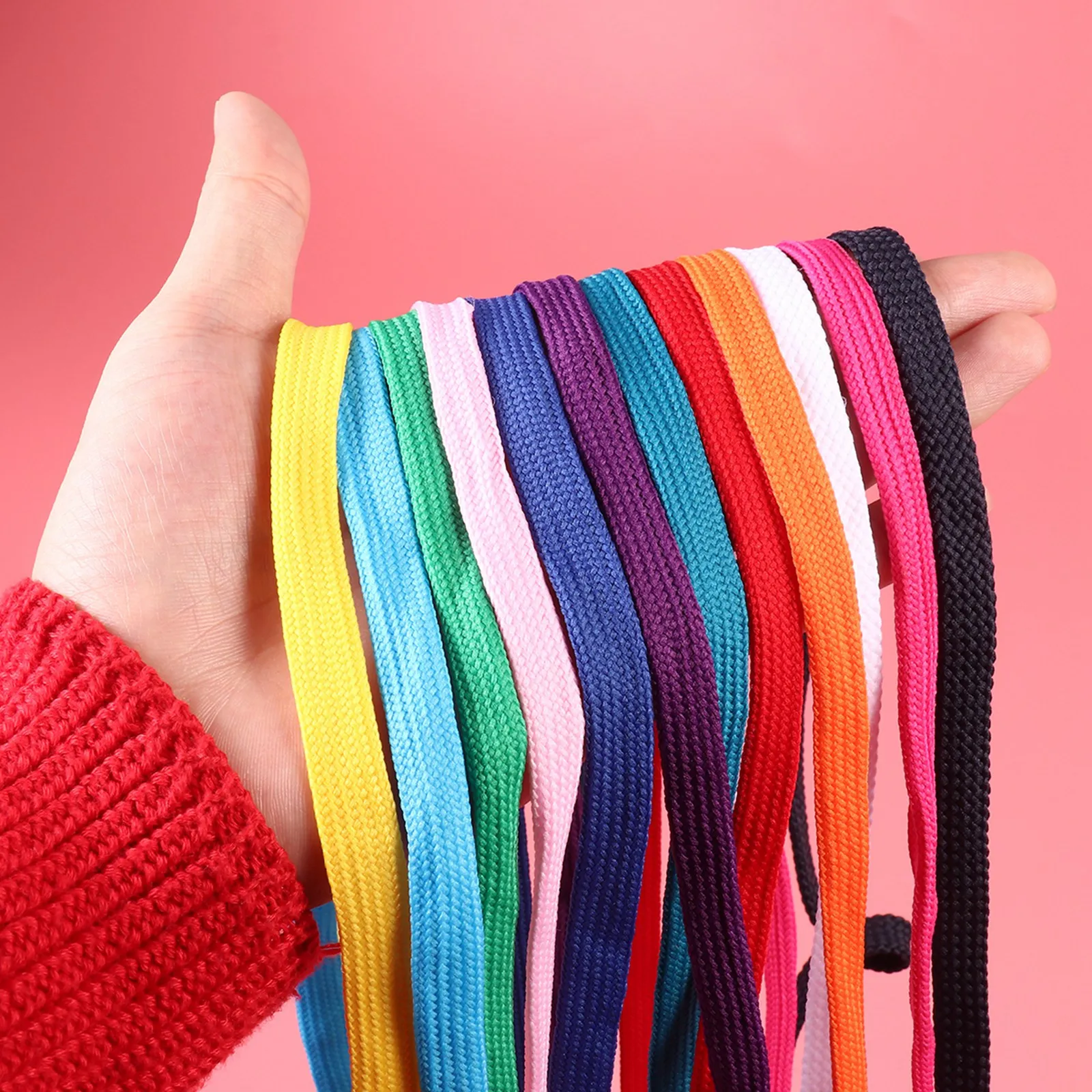 12pcs Random Color Replacement Flat Shoelaces for Sneakers High-top Canvas No Elasticity Shoestrings Shoe Accessories