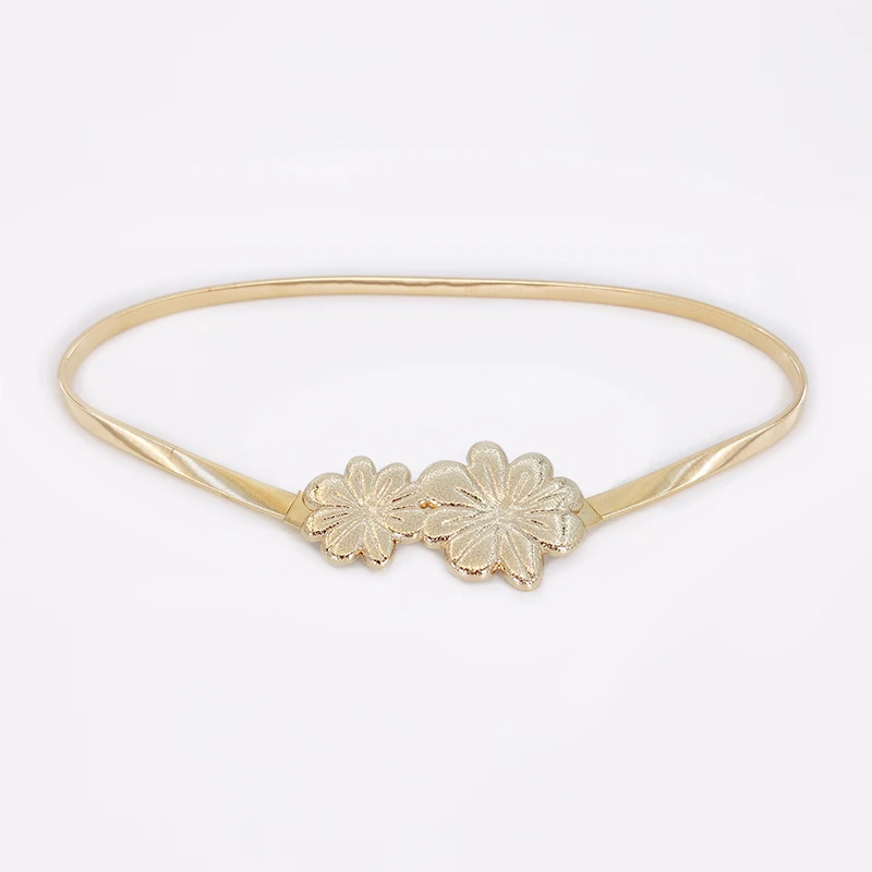 Elastic Gold Chain Belt Female Waist Punk Y2K Silver Metal Flora Belts For Women High Quality Luxury Brands Dress Waistband