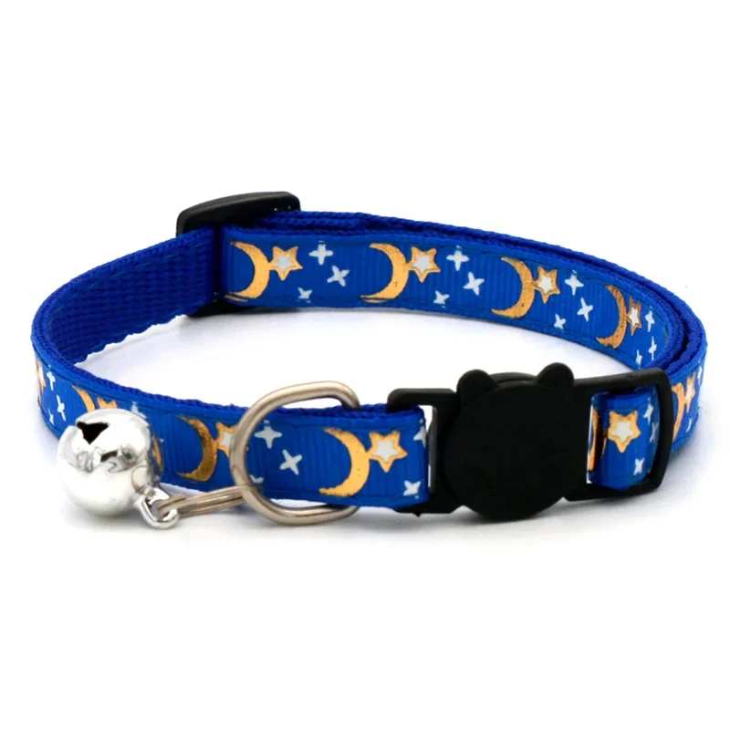 Pet Cat Collars with Moon Star Pendant Adjustable Puppy Kitten Necklace Fruits Pattern Cats Rabbit Collars Moon Cat Collar