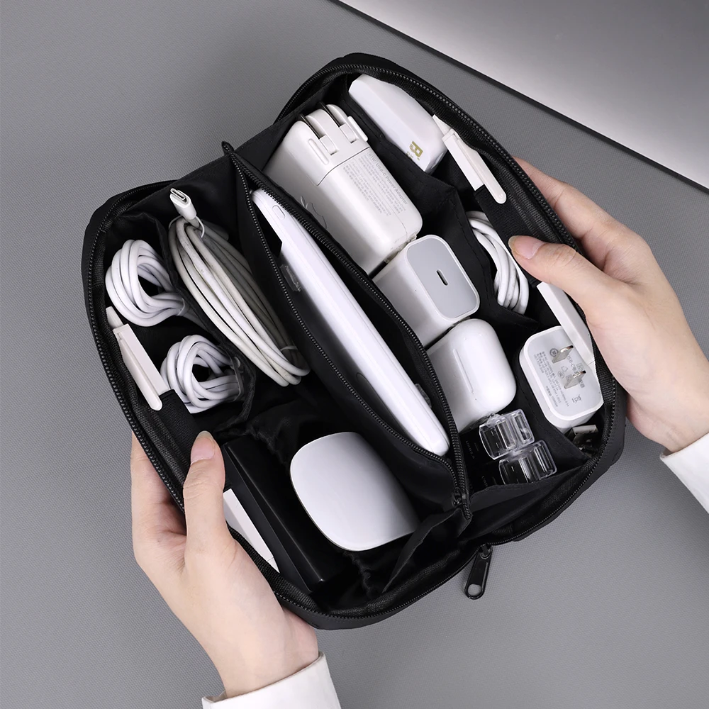 ワイヤー USB ケーブル オーガナイザー バッグ トラベル イヤホン パワーバンク データ ライン ストレージ ポーチ 大容量マウス ケーブル バッグ