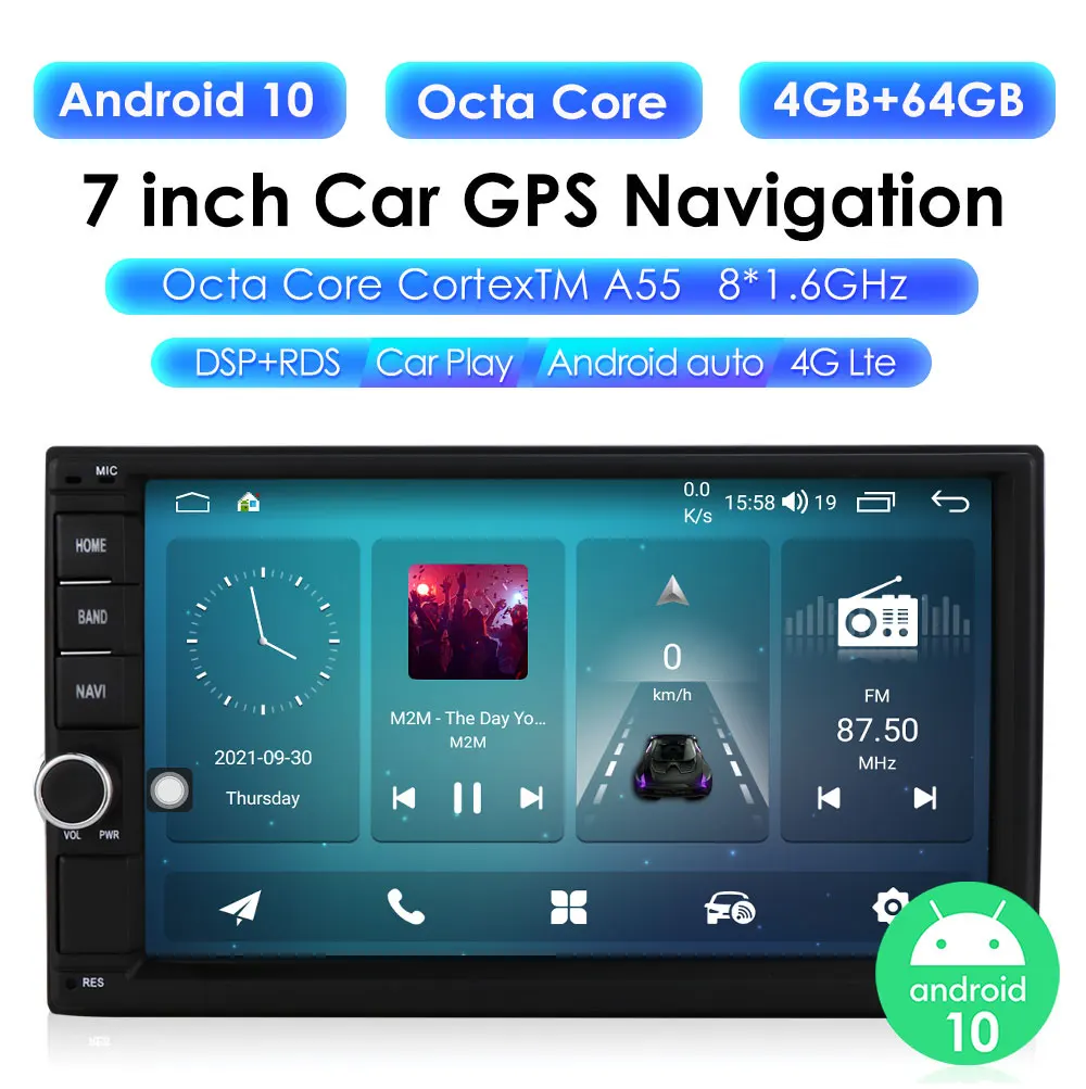 Double Din Android 10 OCTA Core Car Multimedia Player Auto Radio CARPLAY Stereo Universal Wifi Bluetooth RDS DSP GPS Navigation