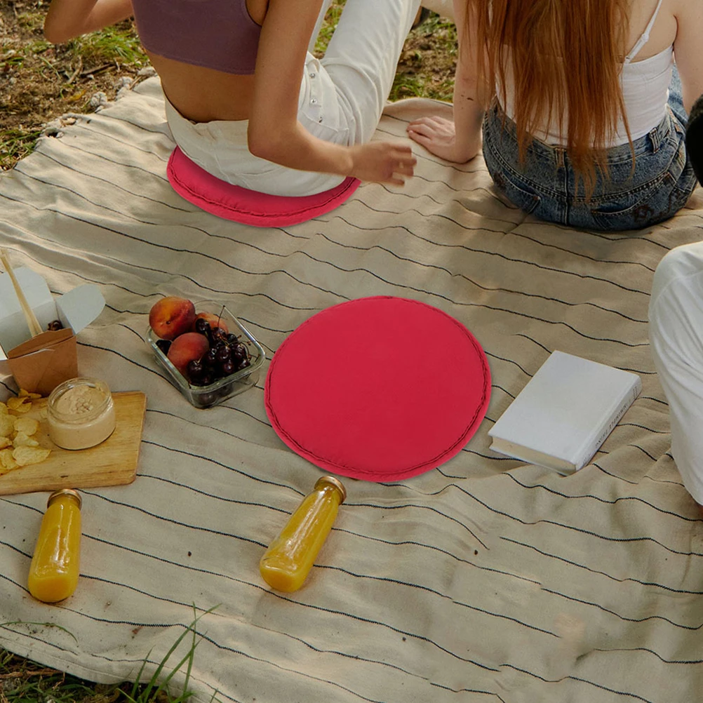 

3pcs Dark Red Round Mat Outdoor Seat Cushion Portable Picnic Pad For Camping Park Stadium Chair