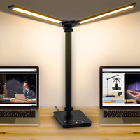 Double Head LED Desk Lamp,Dual Swing-arm Table Lamp for Home Office,5 Color Modes and 5 Dimmable,Modern Eye-Caring Piano Lamp