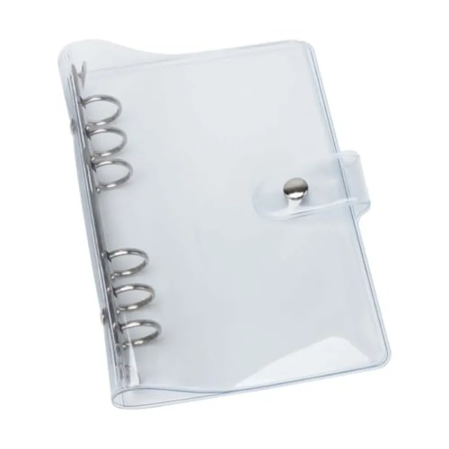 

A6 6-Ring Binder Cover Clear Refillable PVC Notebook Binder with Snap Button Closure File Folder for 6-Holes Filler Paper Loose