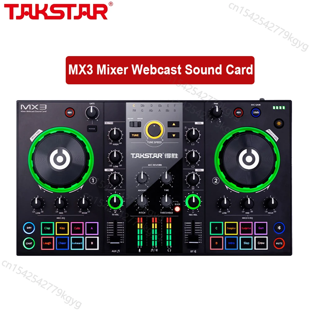 Takstar MX3 Mixer Webcast Sound Card Mixing Console Podcast Studio For Karaoke Webcast Recording Live Streaming Guitar PC