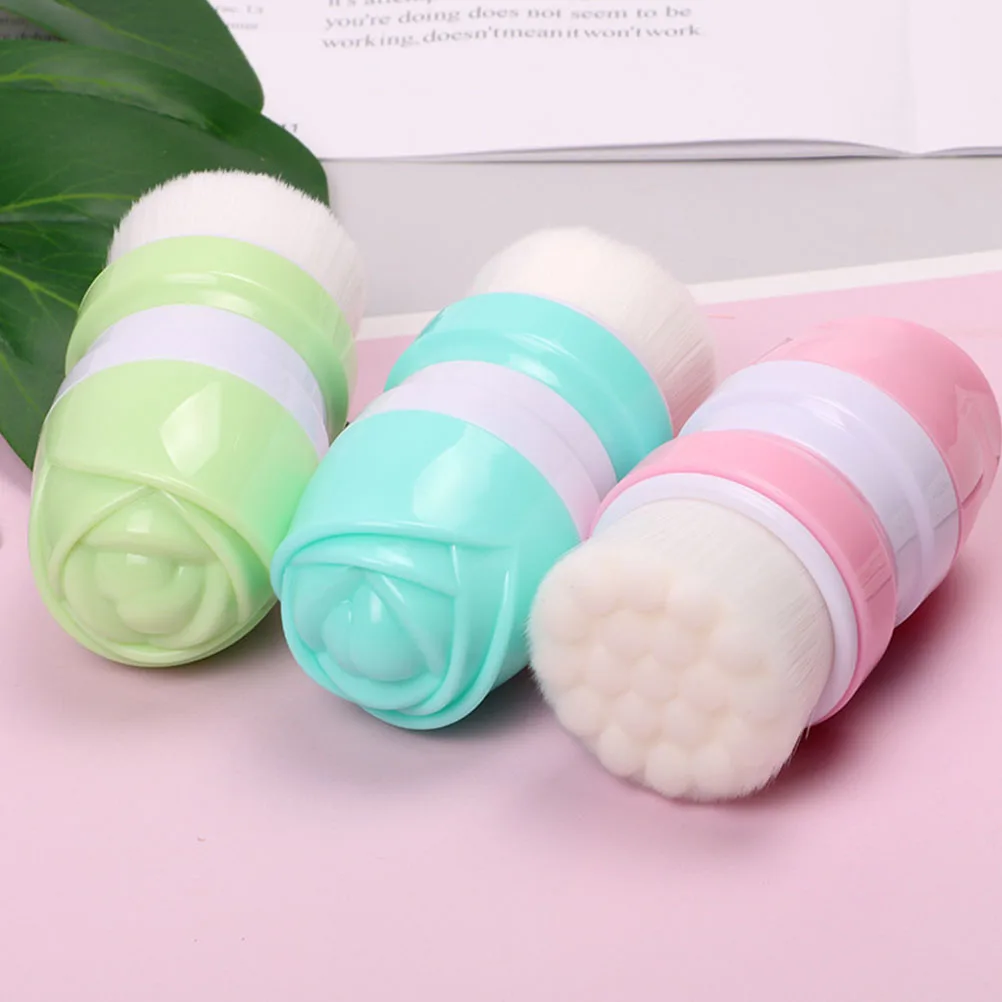 

Soft Facial Brush Deep Cleansing Pores Gentle Exfoliating Wash Scrubber Premium Fiber Wool Bristles Ergonomic Lightweight Travel
