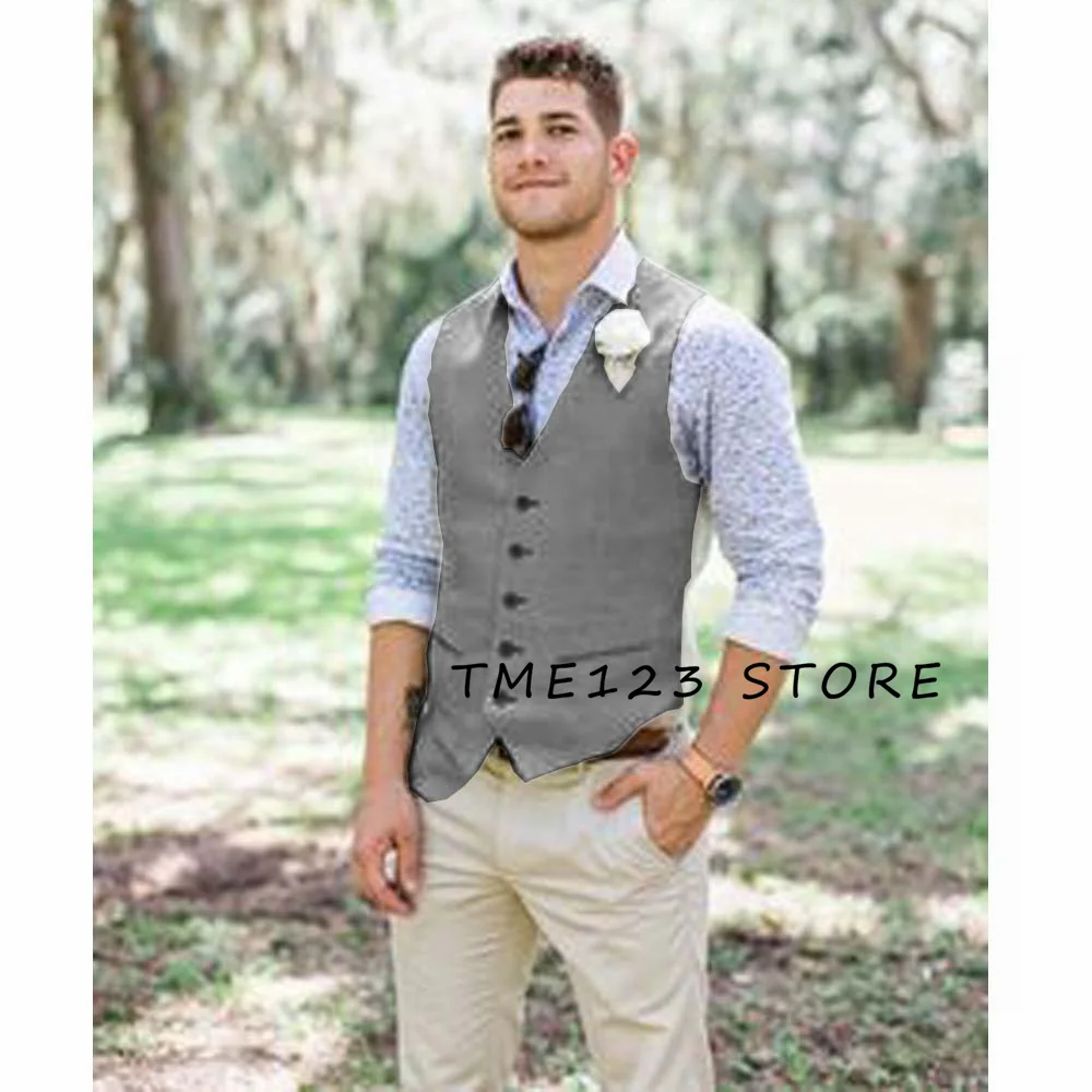 Men's Serge V-Neck Single Breasted Wedding Vest Suit Male Gothic Chaleco Formal Wear Vests Elegant Suits Waistcoat Gilet Jackets