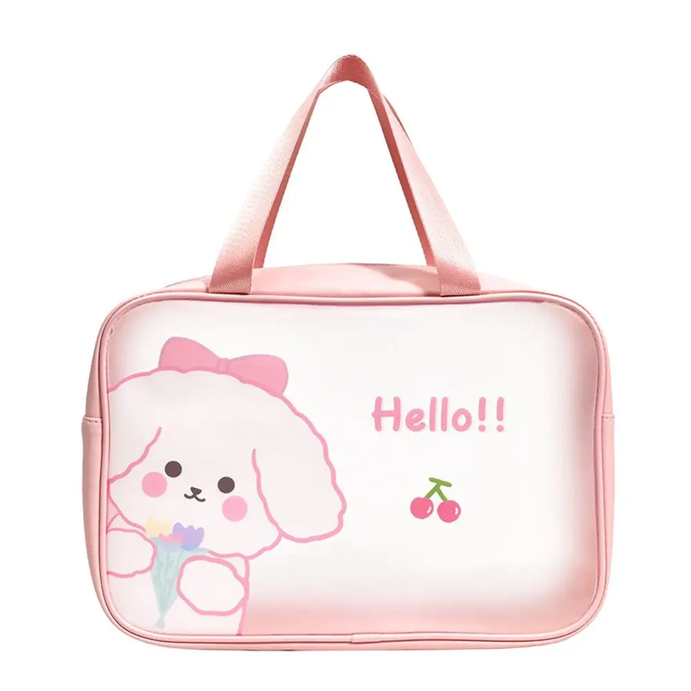 PVC Cosmetic Bag Transparent Waterproof Lipsticks Earphone Cable Storage Bag Cartoon Cow Wash Bag