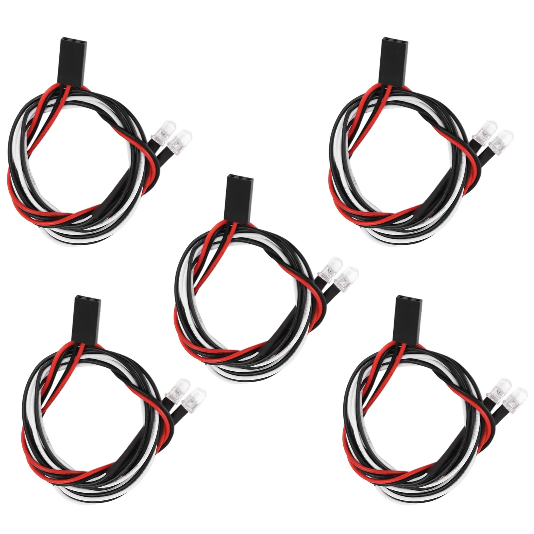 5Pcs 2 LED Light 5Mm 2 White Light for 1/8 1/10 Axial SCX10 Traxxas TRX4 D90 HSP HPI Tamiya Redcat RC Car