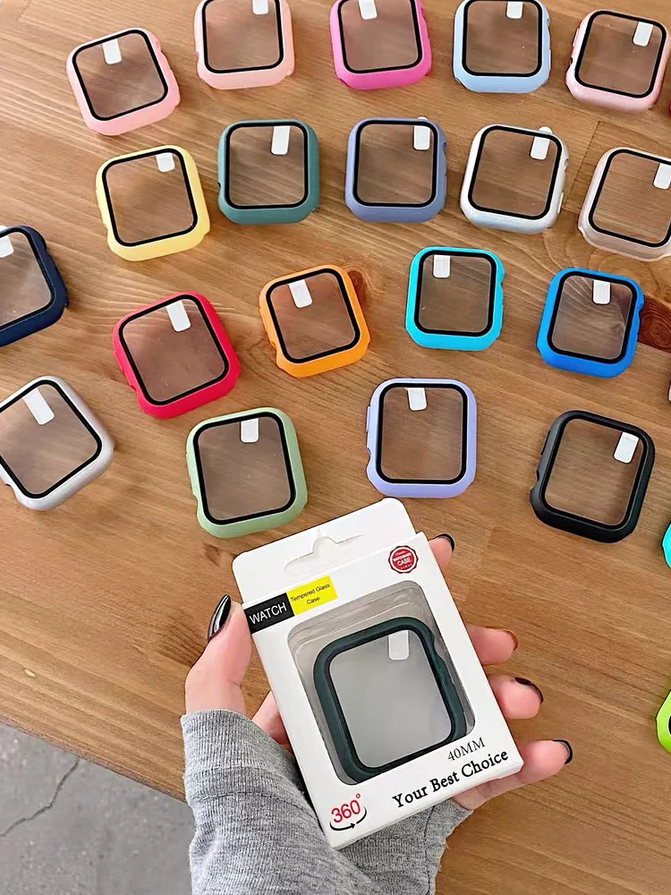 الزجاج المقسى + حافظة لساعة أبل 11 10 46 مللي متر 42 مللي متر حامي الشاشة غطاء iWatch 9 8 7 6 5 SE 45 مللي متر 41 مللي متر 40 مللي متر 38 مللي متر 44 مللي متر قذيفة #1