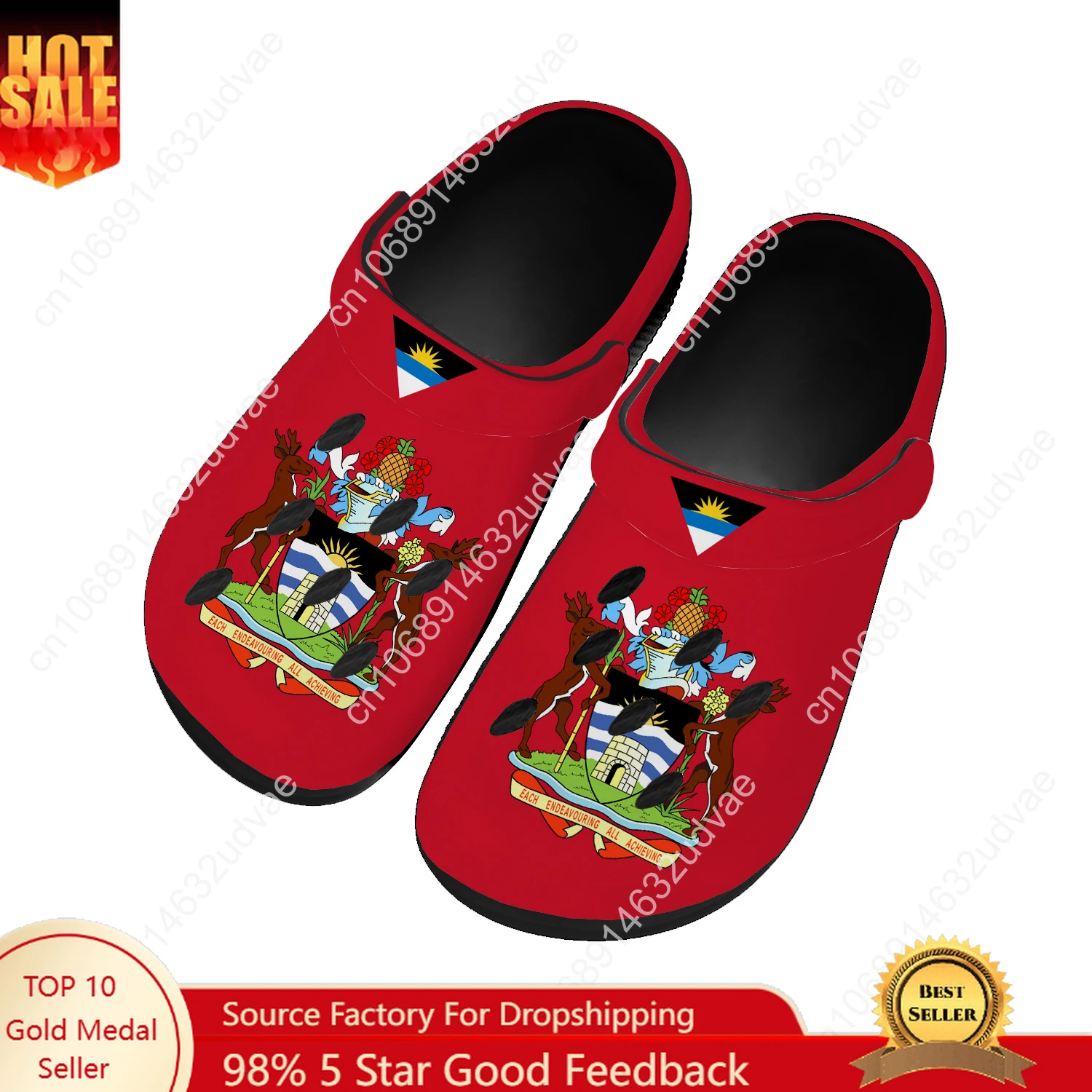 

Antigua and Barbuda Water Shoes Men Women Non-slip Home Garden Clogs Customizd Sandals Beach Breathable Hole Slippers