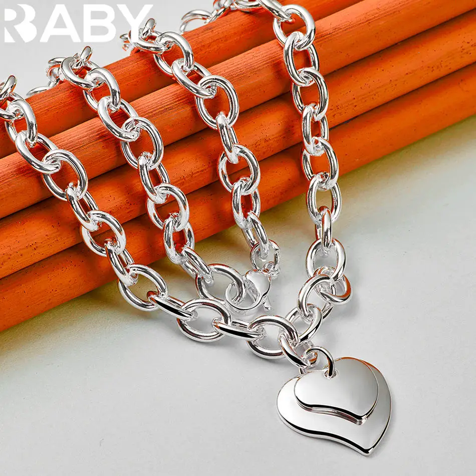 

ALISUN 925 Sterling Silver 45cm Heart Necklace For Women Charm Trend Birthday Gifts Fashion Party Fine Jewelry