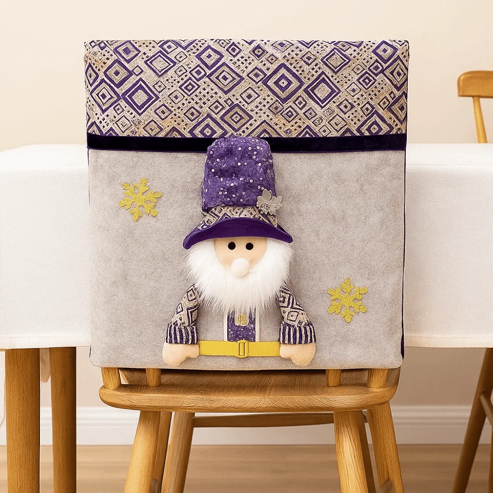الكرتون عيد الميلاد غطاء كرسي تمتد للإزالة عيد الميلاد عشاء كرسي غطاء مقعد لينة الأرجواني مقعد حامي ديكور المنزل #4