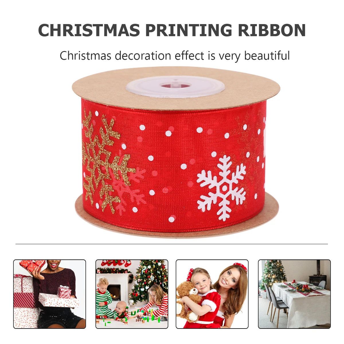 

Snowflake Yarn Belt Bow Making Ribbon Anniversary Printing Happy Holidays Craft Wrapping Ribbons Red Present