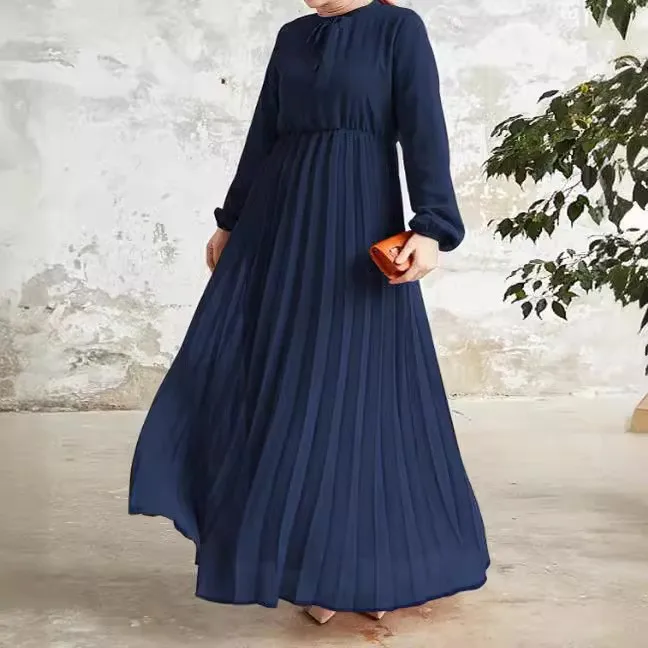 Elegant Chiffon Dress for Women Islam Clothing Muslim Dress Women Fold Dubai Abayas African Turkish Robe Musulmane Femme Vestido