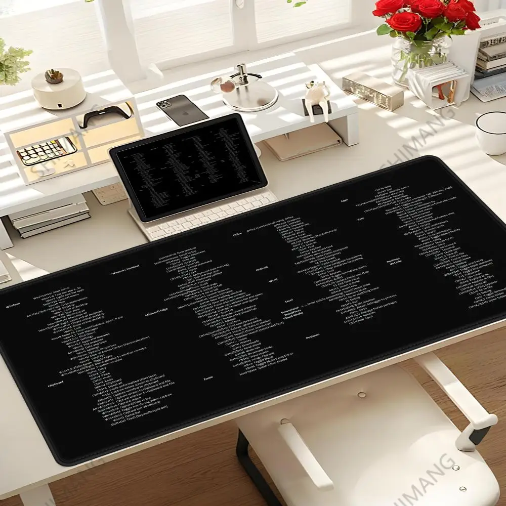 English Mouse Pad Large Excel Text Editor Cheat Sheet Shortcut Mousepad for Programing Engineer Non-Slip Stitched Edge Desk Mat