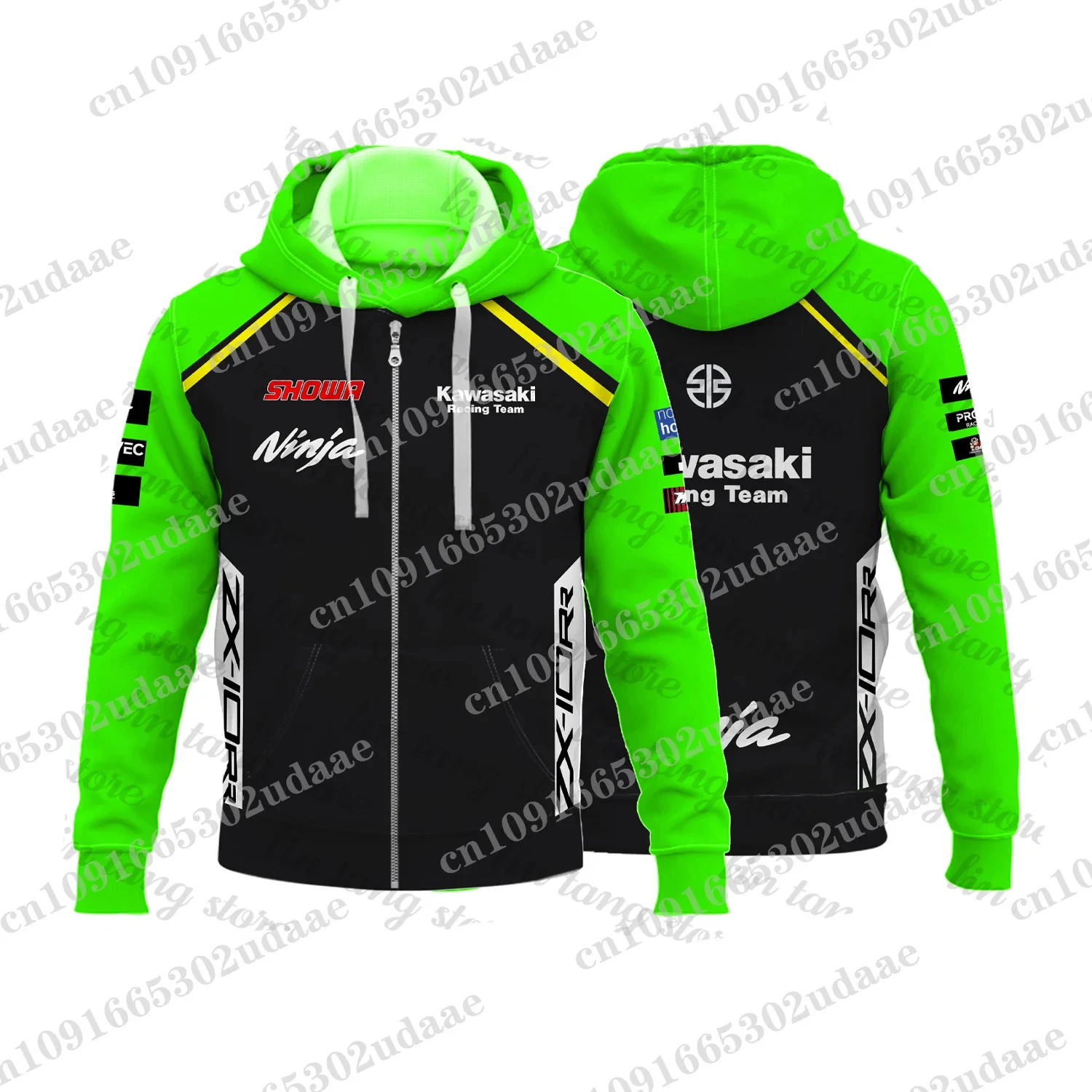 2024 New Kawasaki Motorcycle Racing Enthusiasts Competition Team Men\'s and Women\'s Children\'s Fashion Hooded Zipper Hoodie