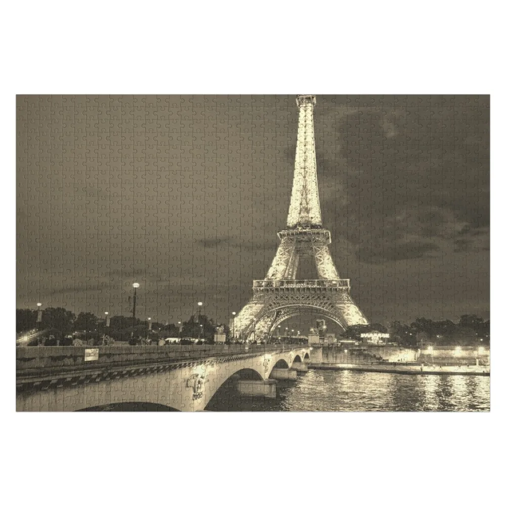 Eiffel Tower at Night - Eiffel Tower Height - Eiffel Tower Top Jigsaw Puzzle Custom Gift Custom Child Puzzle