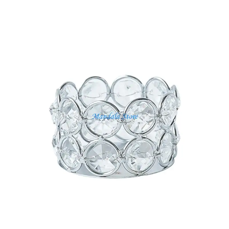 

U2JC Crystal Metal Bowl Votive Holder Decorative Tealight Round Stand