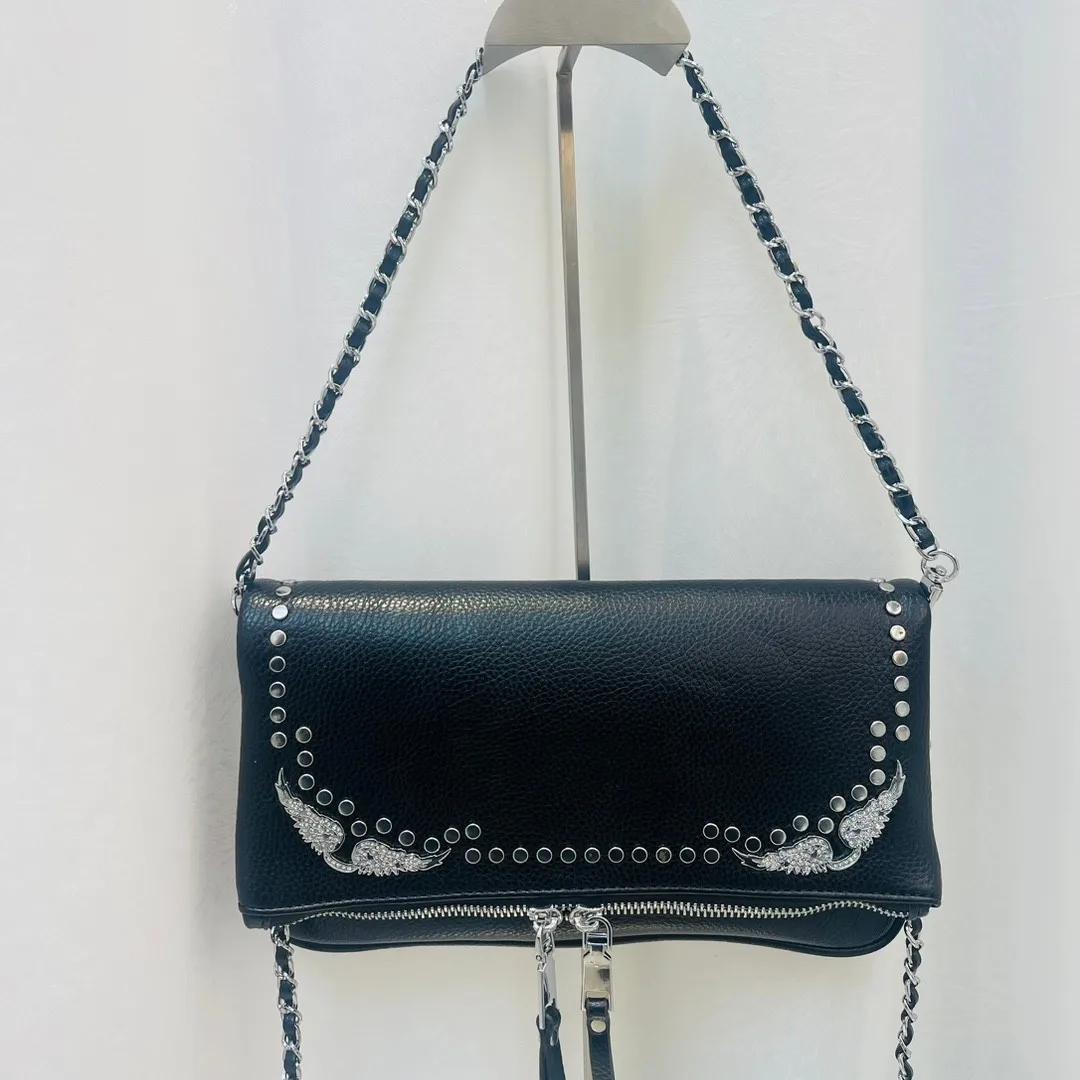 

Сумка на цепочке во французском стиле со стразами, минималистичная женская сумка через плечо, элегантная и универсальная сумка через плечо