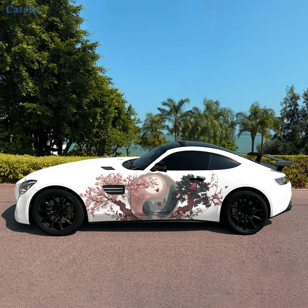 

Tai Chi Cherry Blossom Tree Car Side Sticker Decor, PVC Waterproof Scratch Resistant Decal,Car Protection, Auto Accessories Gift