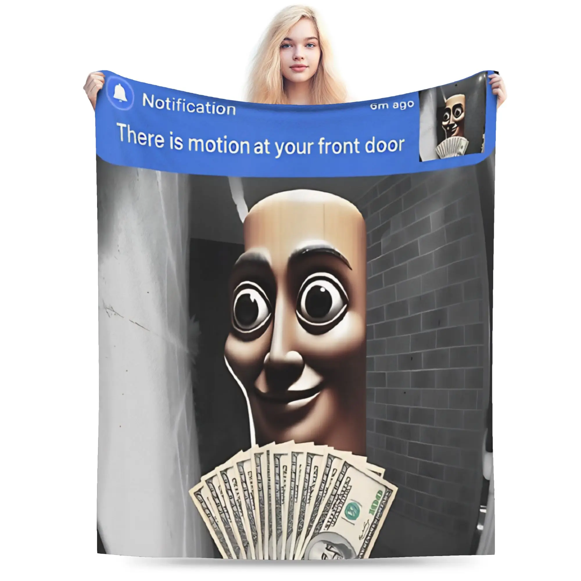 There is Motion at Your Front Door Tung Tung Tung Sahur Meme Blankets Fleece   Throw Blankets for Bedding Bedding Throws