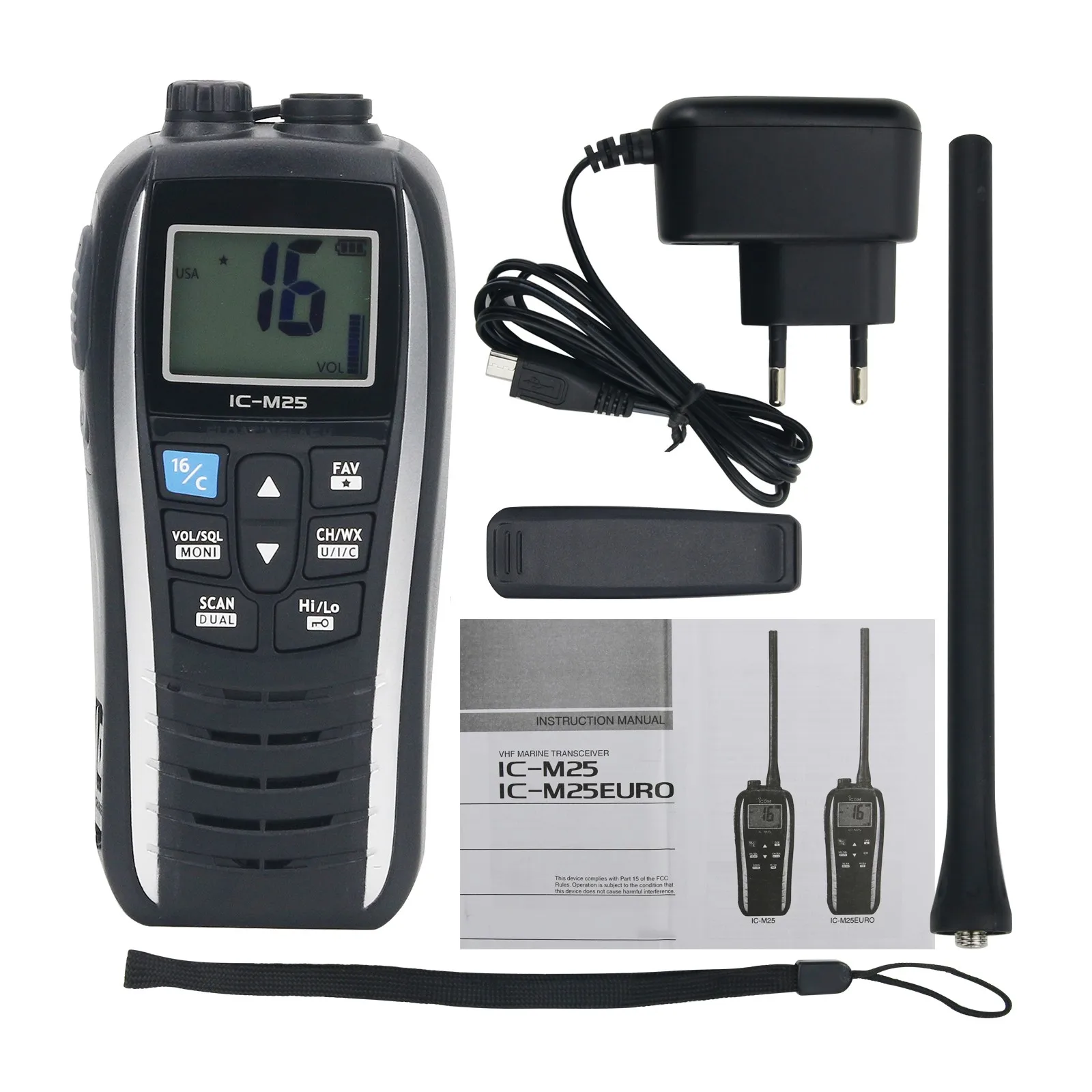 5W 5KM IC-M25 VHF 무전기 VHF 방수 해상 무전기 휴대용 송수신기 (ICOM 용)