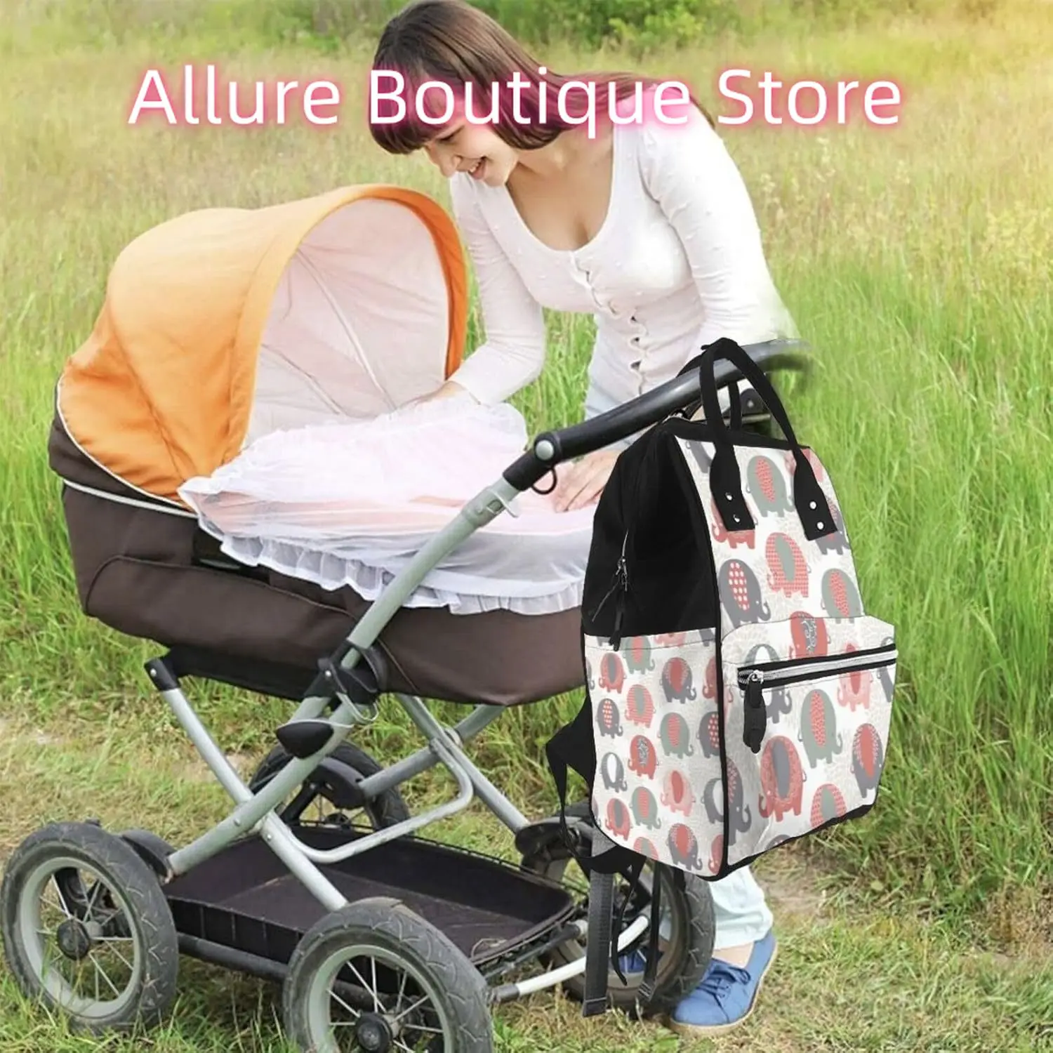 Kawaii الفيل حقيبة ظهر للحفاضات للنساء سعة كبيرة حقيبة الحفاض متعددة الوظائف مقاوم للماء حقائب الظهر للأم أبي Esse #6