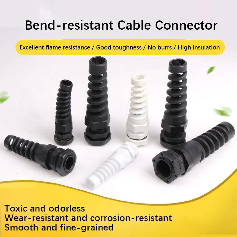 10pcs Nylon Anti-Bend Cable Connector, Waterproof Fixed Head, Bend-Resistant Plastic Cable Connector with Twist-Proof Protection