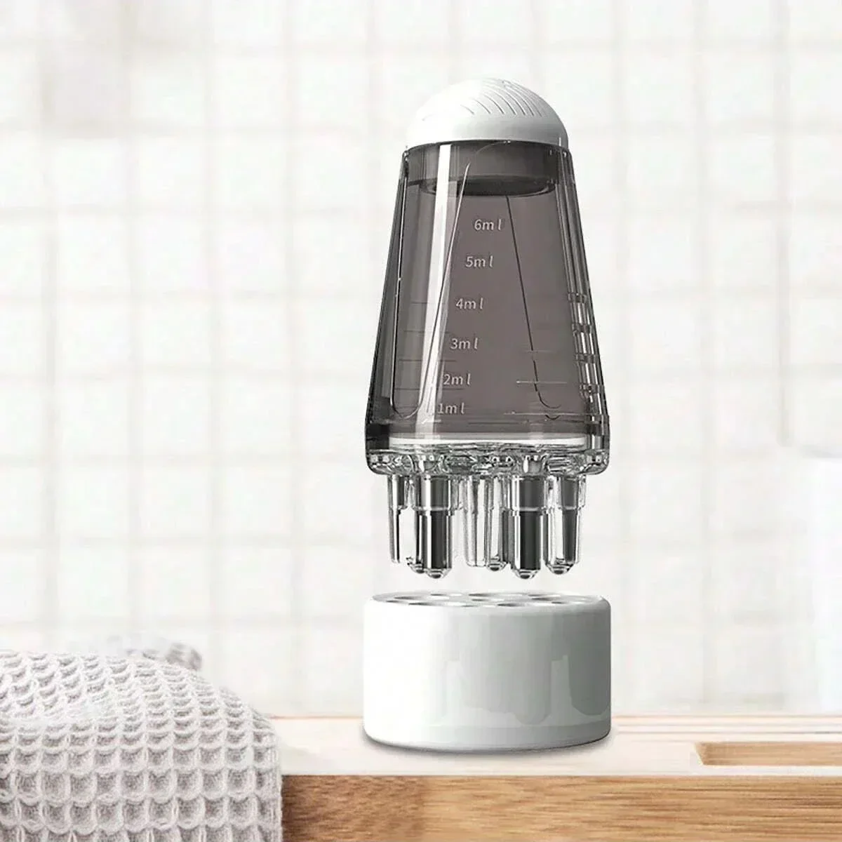 قطعة واحدة من مشط دوار لتنشيط فروة الرأس - كرة تدليك مملوءة بالزيوت العطرية لتعزيز نمو الشعر وتغذية علاج فروة الرأس