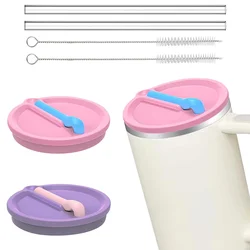 20pcs 8mm Silicone Straw Tips With Cleaning Brush For Metal Straws Replacement Flex Elbow Straw Covers For Stanley Cup Tumbler