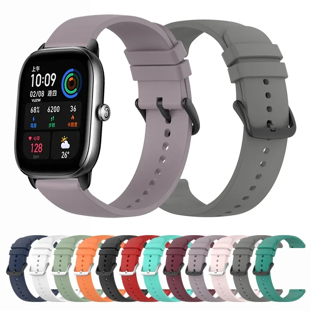 

For Amazfit Bip 3 Pro/S Lite/U Pro/GTR 4 2 Correa 20mm 22mm Silicone Band Strap For Amazfit GTS 4 Mini/2 2E 3 Wristband Bracelet