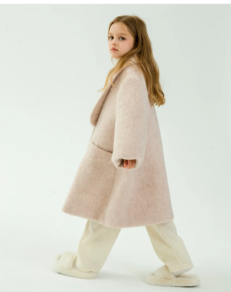 Children's Wool Coat Autumn and Winter Girl Pink Thick Warm Coat Temperament Noble Atmosphere Light Luxury Children's Wear