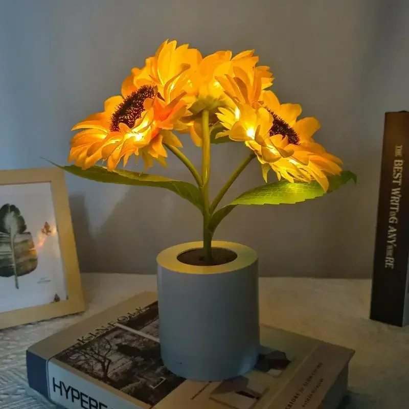 Tulip Sunflower Decorative Light Led Simulation Rechargeable Bedroom Creative Night Lamp Decor for Friend Birthday Holiday Gift