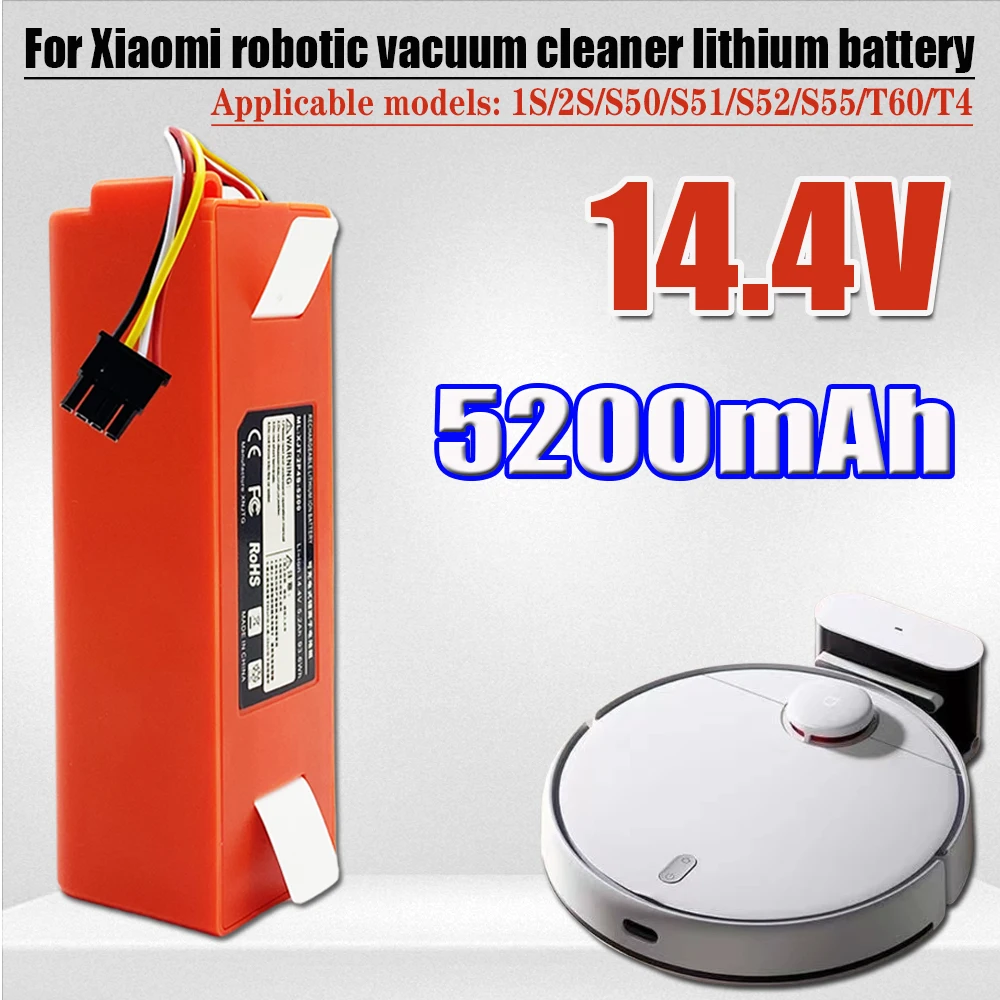 

100% NEW 5200mAh 14.4V 5.2Ah li-ion Battery Vacuum Cleaner accessories for xiaomi mi robot Robotics cleaner roborock S50 S51 T4