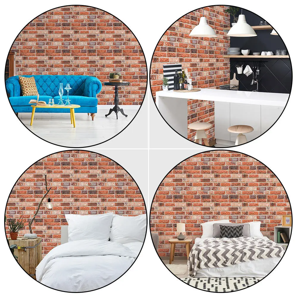 

5Pcs Brick Grain Wall Stickers PVC Waterproof Decor Peel Stick Backdrops 3D Tile Texture Durability UV Treatment Anti Collision