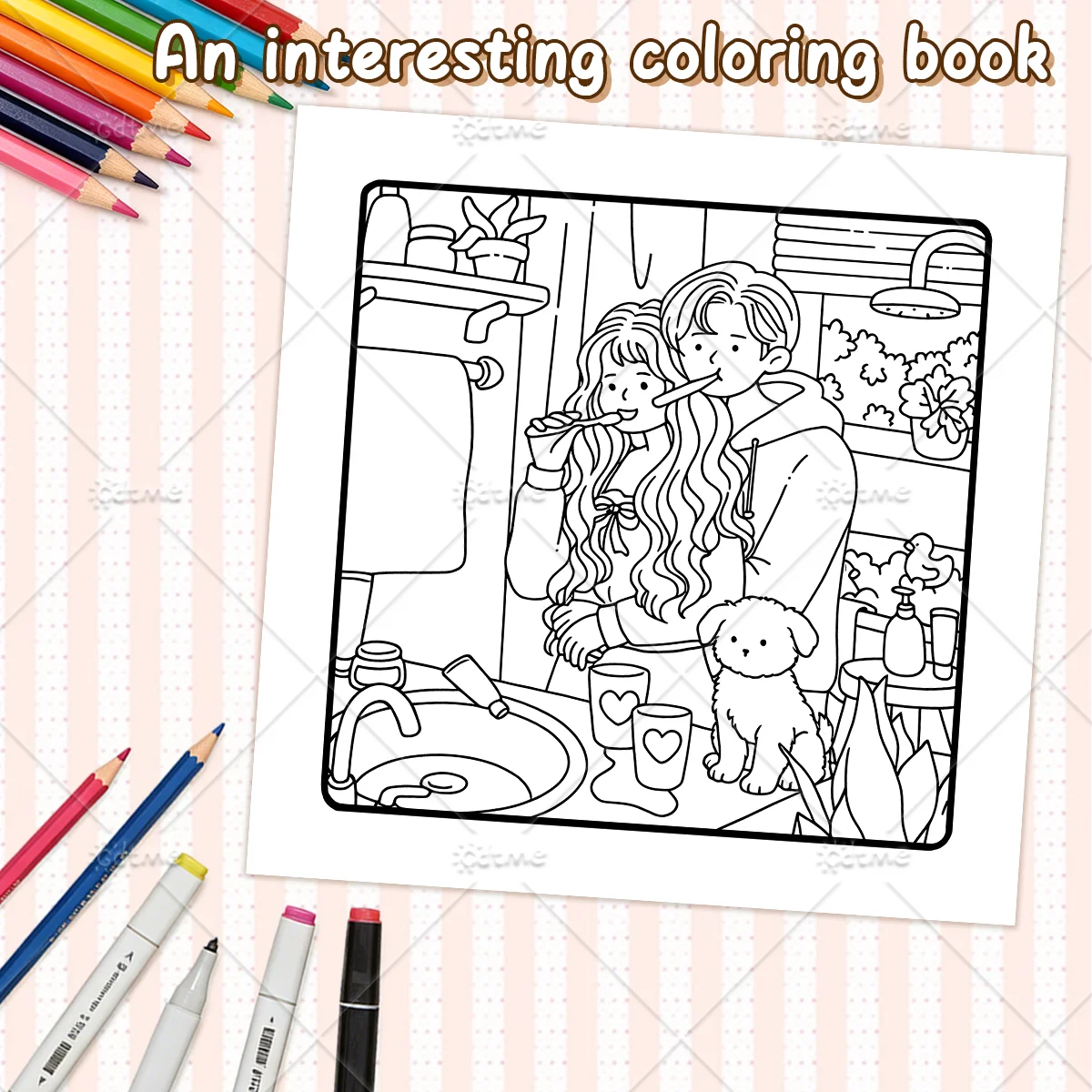 FORTUNATELY LOVE Malbuch für Erwachsene mit niedlichen, gemütlichen täglichen Aktivitäten zur Entspannung (Cozy Spaces Coloring) – Detail 6