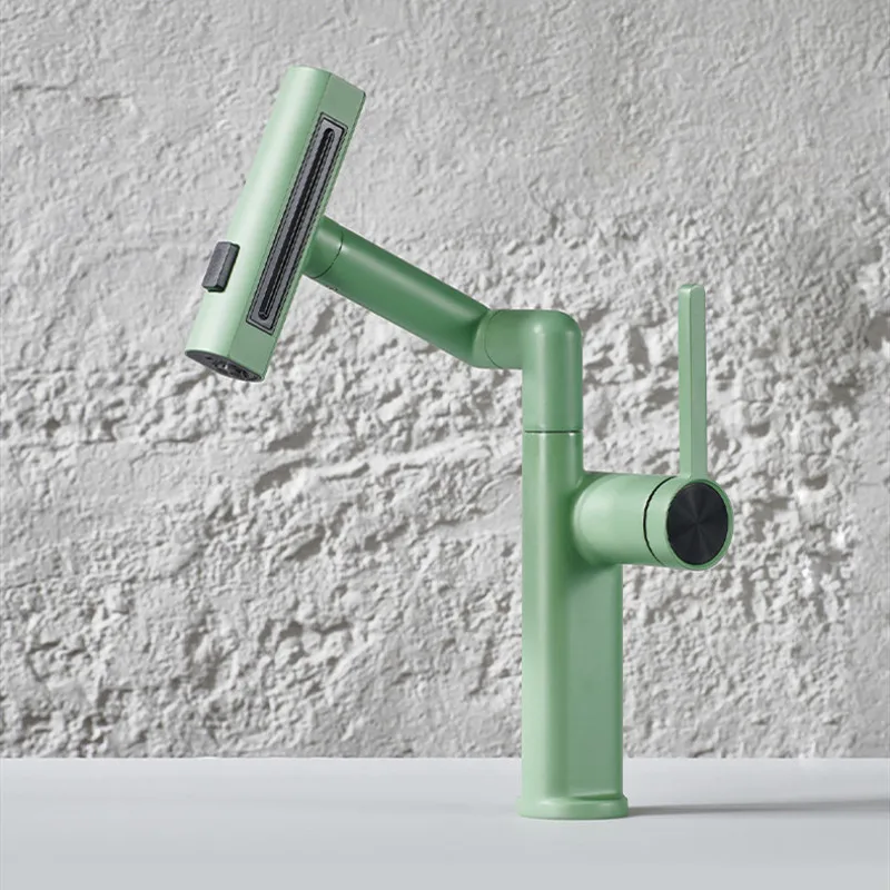 Green Rainfall Basin Faucet Bathroom Sink Faucet Multi functions Rotation Sink Faucet Basin Tap Hot Cold Mixer Tap Crane