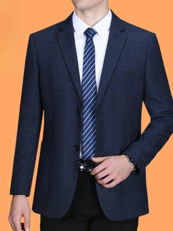 

Мужской повседневный шерстяной костюм в клетку, осенне-зимний, деловой, для отцов, повседневная верхняя одежда, свободный крой, удобный, элегантный