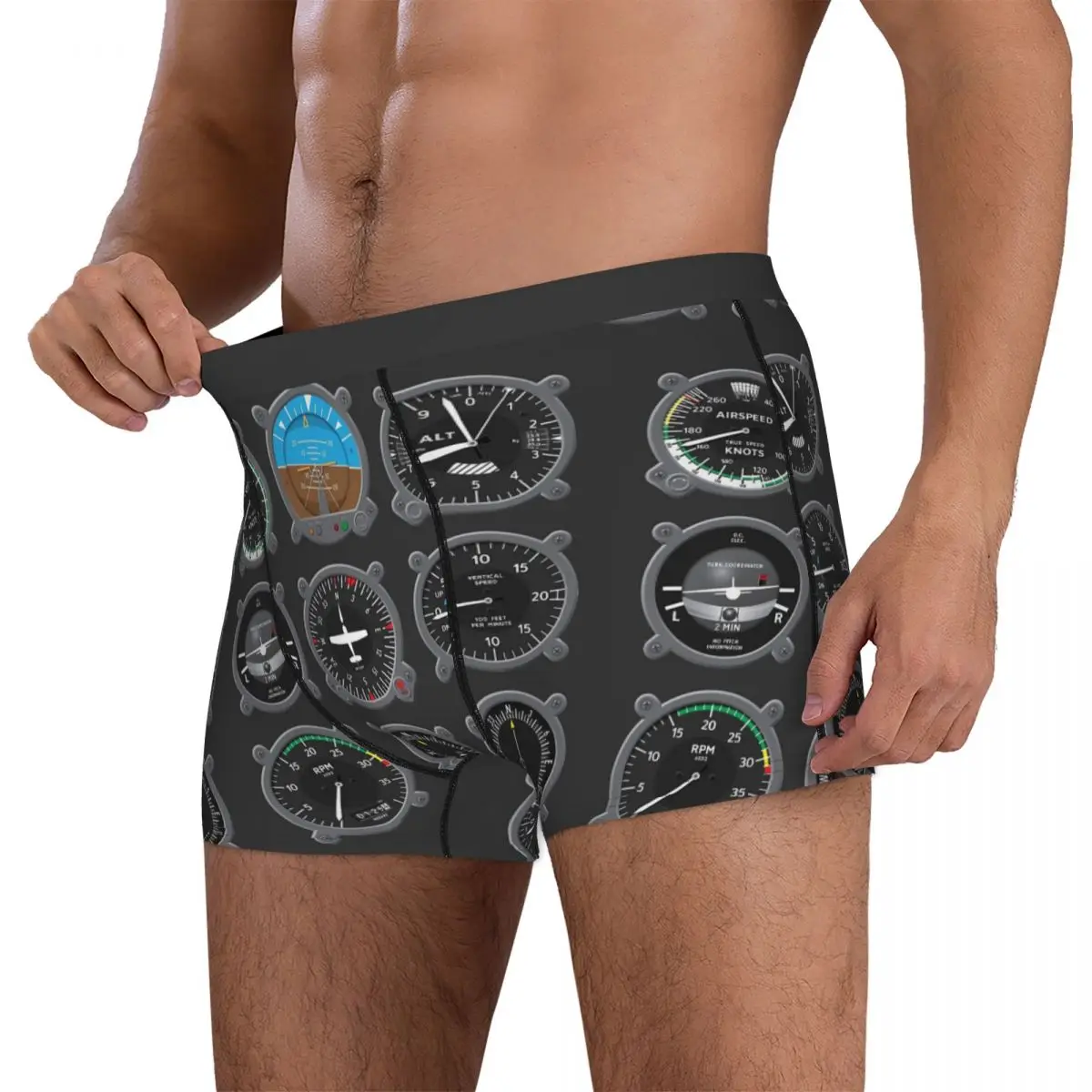 Boxer Underpants Shorts Aircraft Instrumentation Cluster Panties Men's Comfortable Underwear for Homme Man Boyfriend Gift