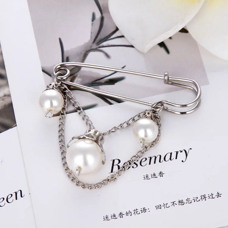 

European-Style Pearl Brooches Vintage Oversize Safety Pins for Shawl Vests Corsage Dress Decoration Knitted cape Accessories